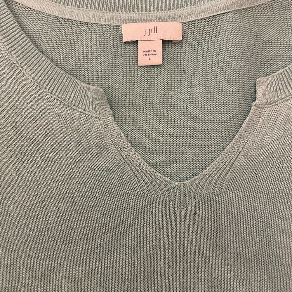 J.Jill Light Green V-neck Tunic Pullover size Large - Picture 2 of 9